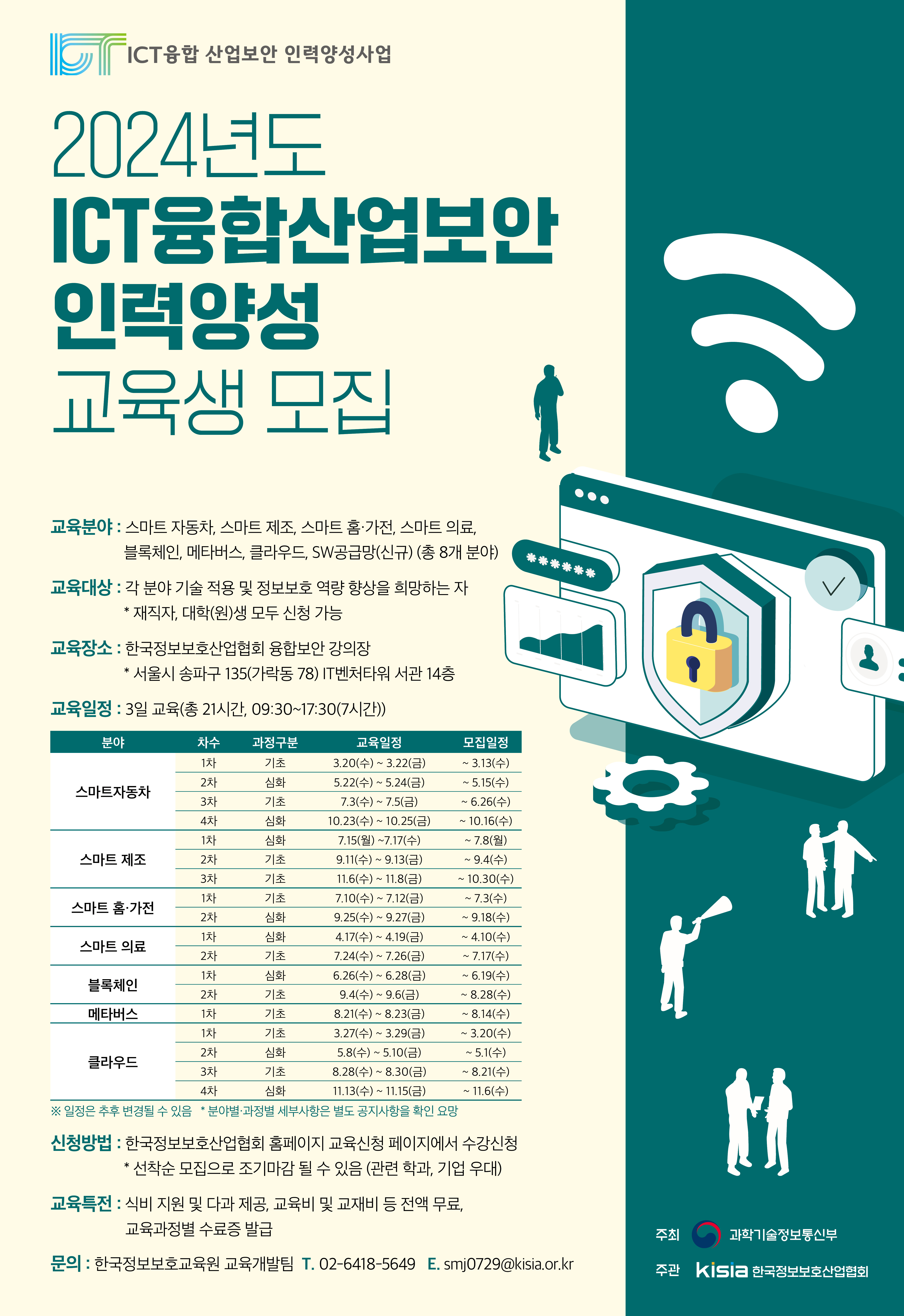 2024년도 ICT융합산업보안 인력양성 교육생 모집 포스터
