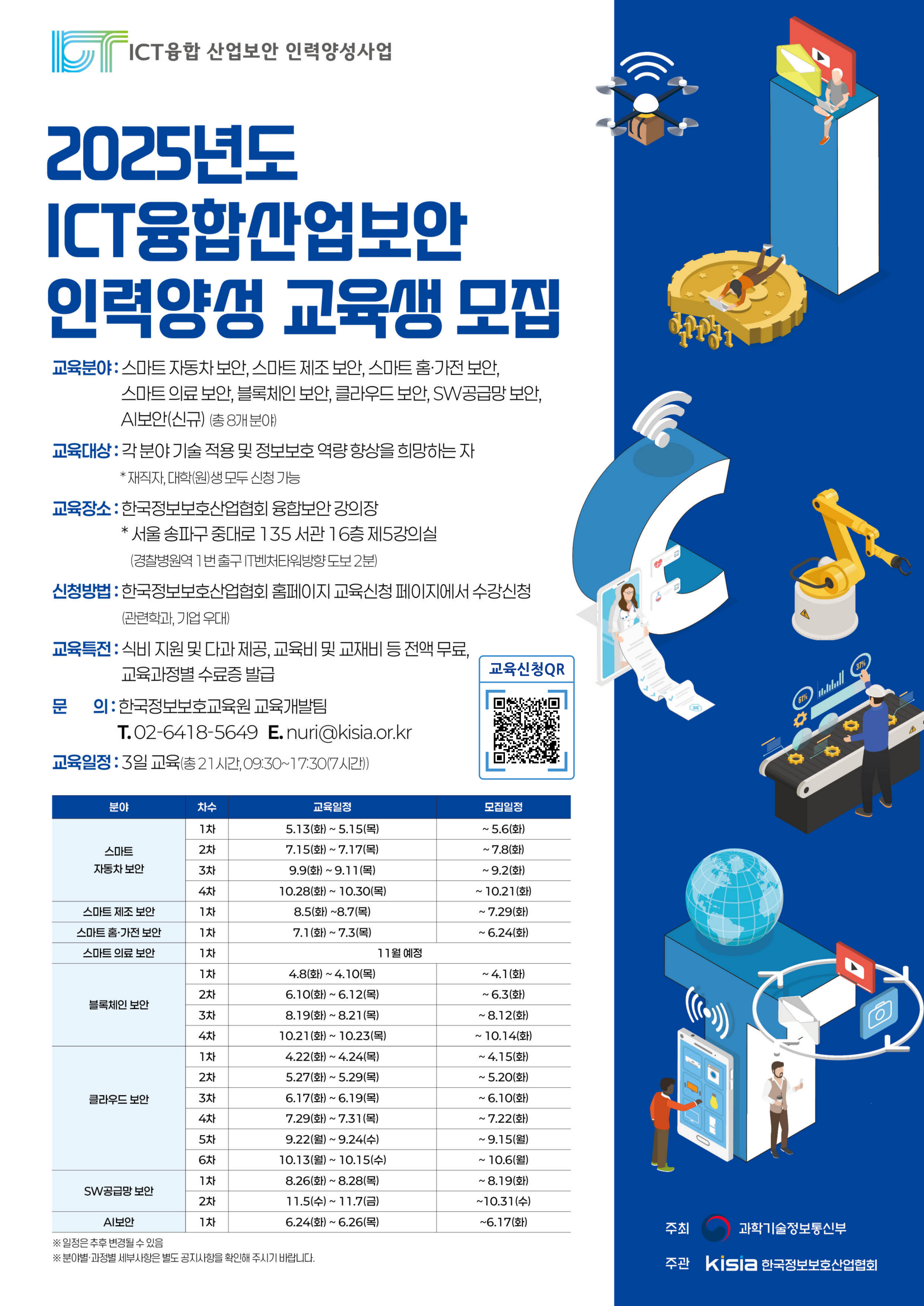 2025년도 ICT융합산업보안 인력양성 교육생 모집 포스터